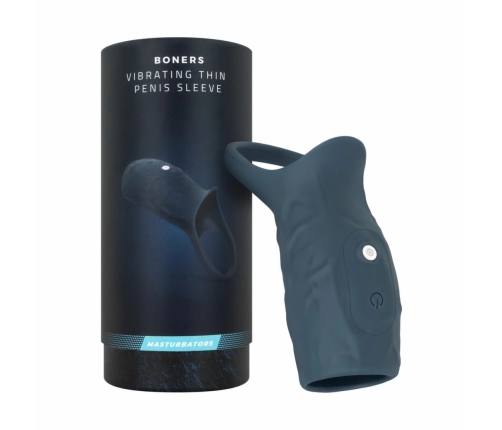 Boners Intimate Vibrating Sleeve Blue Rechargeable Adjustable Fit