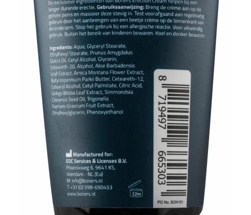 Boners Erection Cream 100ml - Plant-Based Skin Care Formula