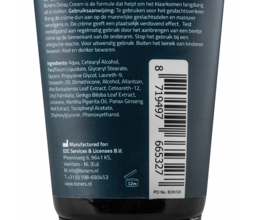 Boners Delay Cream 50ml - Prolonged Comfort Formula for Men