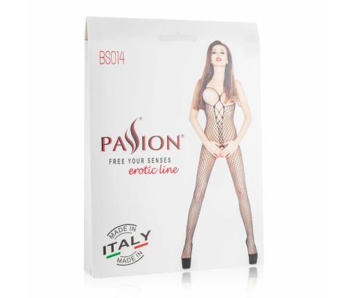 Cottelli Collection Bodystocking Black Mesh with Lace Open Top Sides S/M