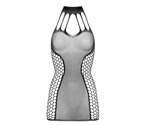 Besired Dania Black Sheer Mesh Dress with Halter Neckline