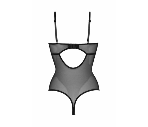 Christine Vesper Wetlook Bodysuit with Lace Accents, Black, S/M