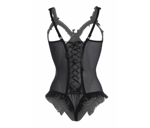 Mistique Wetlook Bodysuit by Mistique - Open Design & Mesh Panels, Black