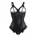 Mistique Wetlook Bodysuit by Mistique - Open Design & Mesh Panels, Black