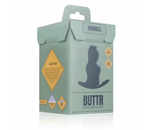 BUTTR Foxhole Silicone Hollow Plug - Large, Anatomical Design, Black