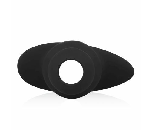BUTTR Foxhole Silicone Hollow Plug - Large, Anatomical Design, Black