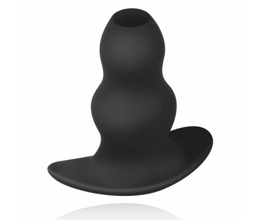 BUTTR Foxhole Silicone Hollow Plug - Large, Anatomical Design, Black