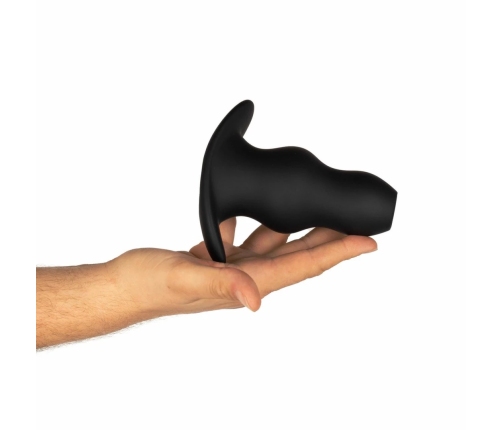 BUTTR Foxhole Silicone Hollow Plug - Large, Anatomical Design, Black