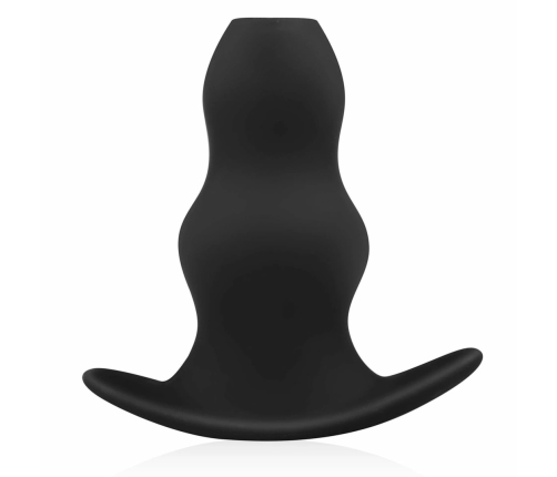 BUTTR Foxhole Silicone Hollow Plug - Large, Anatomical Design, Black