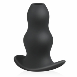 BUTTR Foxhole Silicone Hollow Plug - Large, Anatomical Design, Black