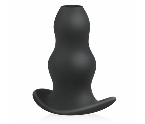 BUTTR Foxhole Silicone Hollow Plug - Large, Anatomical Design, Black