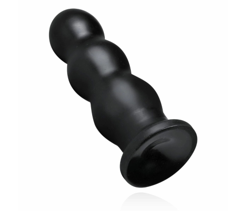 BUTTR Tactical III Large Ribbed Intimate Plug with Flat Suction Base Black