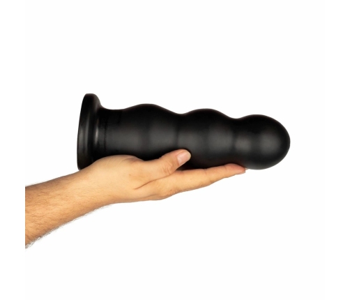 BUTTR Tactical III Large Ribbed Intimate Plug with Flat Suction Base Black