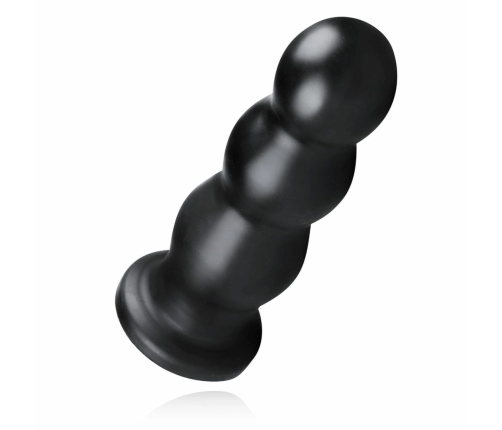 BUTTR Tactical III Large Ribbed Intimate Plug with Flat Suction Base Black