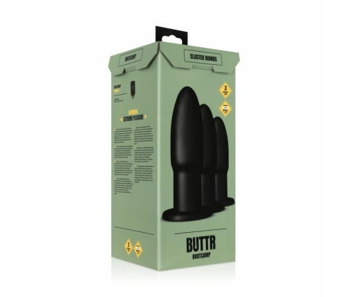 BUTTR Cluster Bombs Progressive Anal Plug Training Set 3 Sizes Black