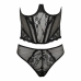 Avanua Alaya Black Transparent Half Corset Set with Lace Details L