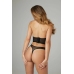 Obsessive Alaya Black Half Corset & String Set, Sheer Polka Dot Lace M