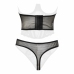 Obsessive Alaya Black Semi-Corset and Thong Set with Lace Details S