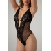 Christine Body Dewi Open Crotch Black - Elegant Lace Bodysuit, Adjustable Fit L/XL