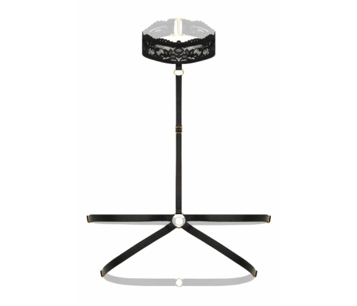 Viola Black Lace Bralette by Strappy - Harness Design with Gold-Tone Accents