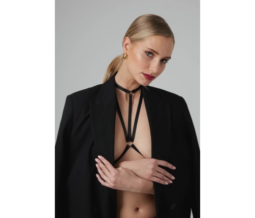 Obsessive Strappy Harness Bralette Black - Adjustable Elastic Fashion Accessory