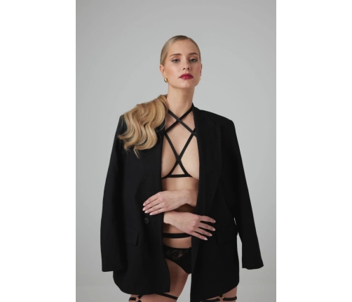 Bijoux Indiscrets Fia Strappy Harness Bralette Black - Adjustable Chic Lingerie