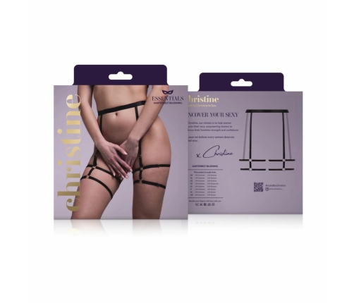 Strappy Blushing Garterbelt Black Adjustable Gold Details Soft Straps