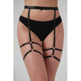 Strappy Blushing Garterbelt Black Adjustable Gold Details Soft Straps