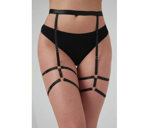 Strappy Blushing Garterbelt Black Adjustable Gold Details Soft Straps