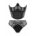 Obsessive Half Corset & Tiara Thong Set, Underbust, Faux Leather, Black L