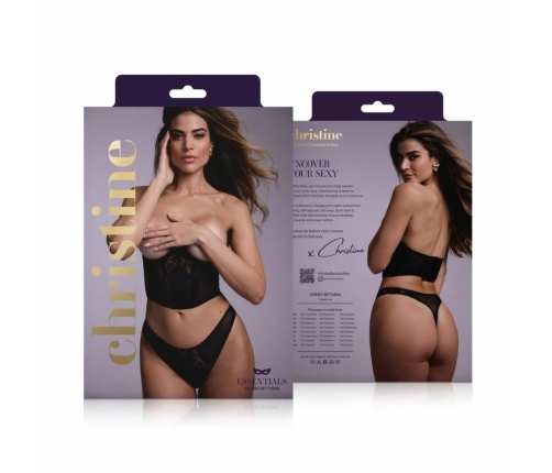 NEK Underbust Half Corset & Tiara Thong Set, Faux Leather, Black, XL