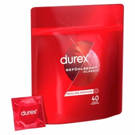 Durex Gefuhlsecht Condoms 40 pcs - Ultra-Thin, Natural Fit, Latex