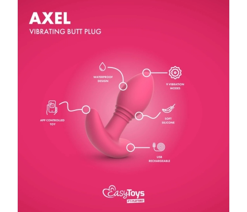 EasyConnect Axel Pink App-Controlled Vibrating Anal Device, Silicone