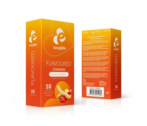 EasyGlide Flavored Anatomical Condoms 10-Pack - Fruit Aroma, Comfortable Fit