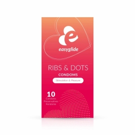 EasyGlide Ribbed & Dotted Anatomical Condoms 10-Pack Transparent