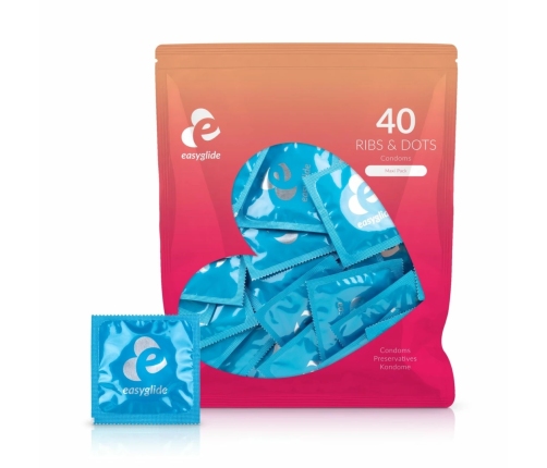 EasyGlide Ribs & Dots Intimate Protection Condoms 40 pcs Anatomical Fit