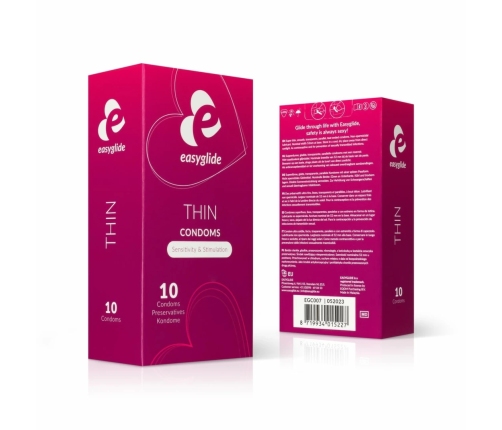 EasyGlide Extra Thin Latex Condoms 10-Pack Anatomical Shape