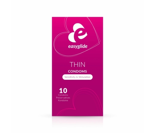 EasyGlide Extra Thin Latex Condoms 10-Pack Anatomical Shape