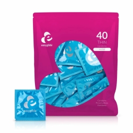 EasyGlide Extra Thin Latex Condoms 40pcs - Anatomical Fit, Ultra Sensitivity