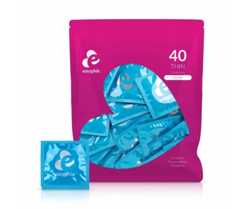 EasyGlide Extra Thin Latex Condoms 40pcs - Anatomical Fit, Ultra Sensitivity