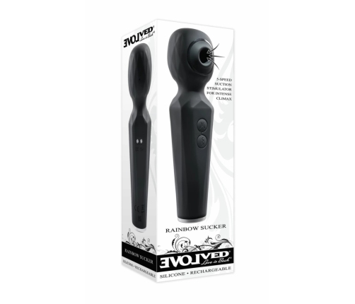 Evolved Rainbow Sucker Wand Multi-Function Stimulator Black
