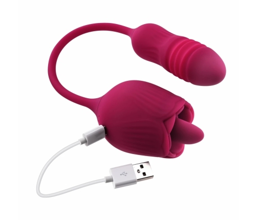 Evolved Wild Rose Intimate Tongue System Red, Dual Motor, USB Rechargeable