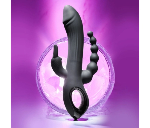Evolved Trifecta Multi-Motor Silicone Vibrator Black Waterproof