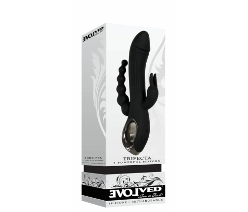 Evolved Trifecta Multi-Motor Silicone Vibrator Black Waterproof