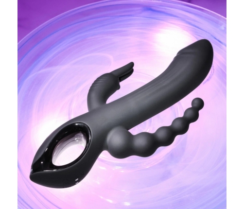 Evolved Trifecta Multi-Motor Silicone Vibrator Black Waterproof