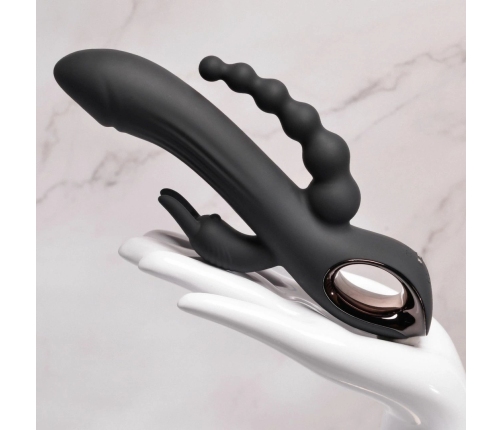 Evolved Trifecta Multi-Motor Silicone Vibrator Black Waterproof
