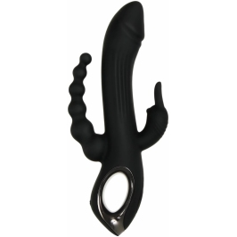 Evolved Trifecta Multi-Motor Silicone Vibrator Black Waterproof