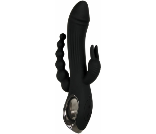 Evolved Trifecta Multi-Motor Silicone Vibrator Black Waterproof