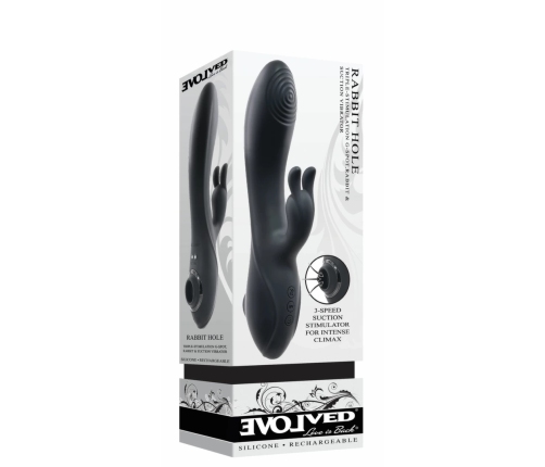 Evolved Rabbit Hole Dual-Action Intimate Device Black Silicone