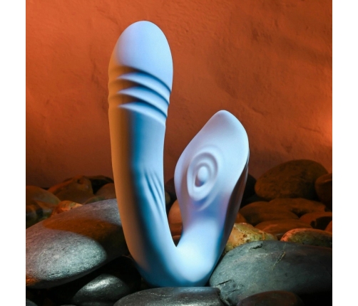 Evolved Tap and Thrust Light Blue Dual Motor Intimate Device Silicone